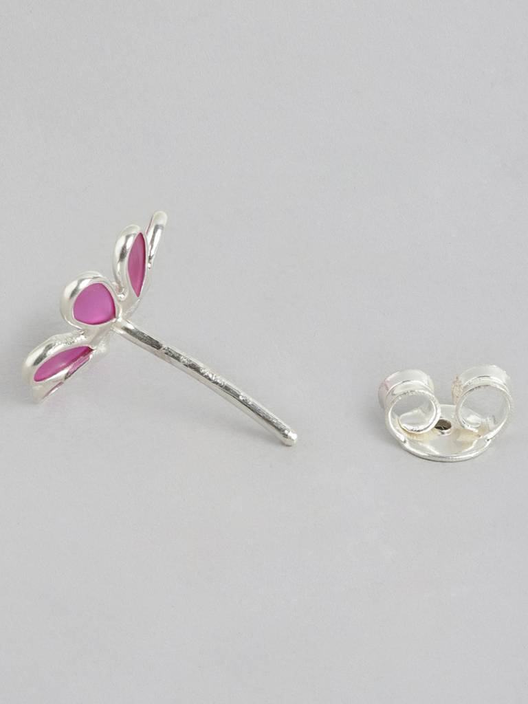 92.5 Silver Red Hydro Flower Stud Earrings : 92.5 Silver Red Hydro Flower Stud Earrings : 92.5 Silver Red Hydro Flower S