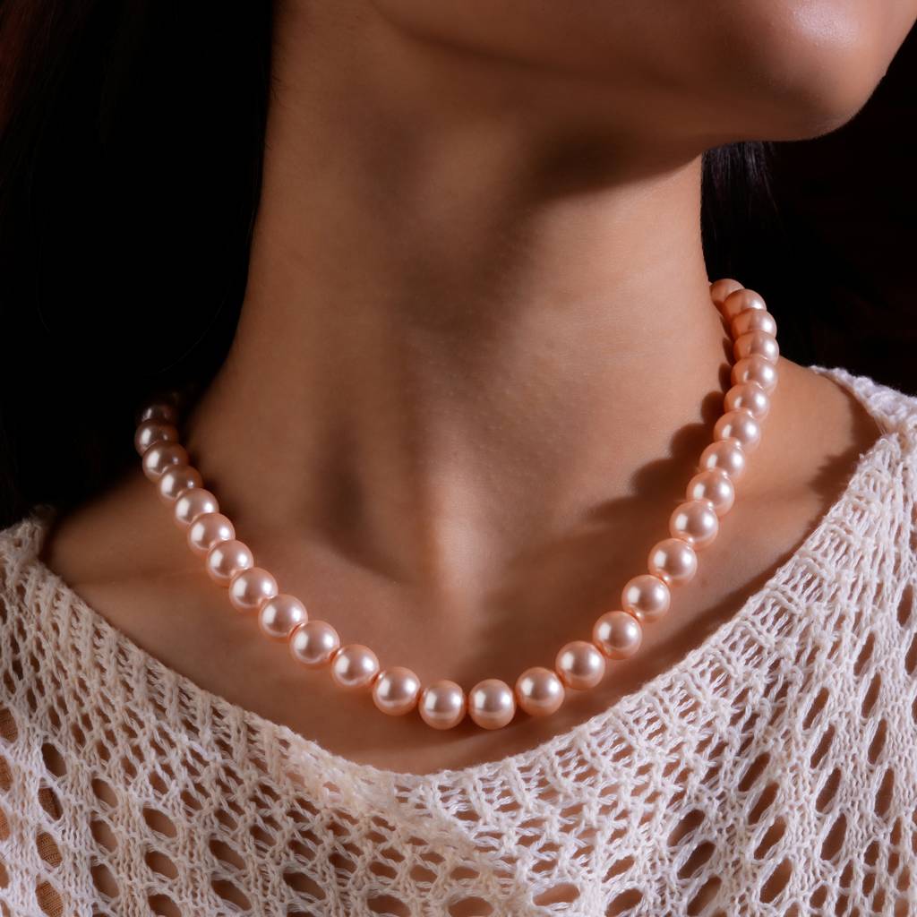 Peaches And Pink Pearl Necklace Set : PRMBS19