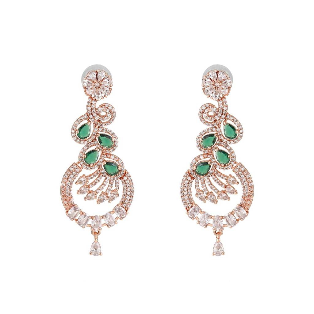 Estele Rose Gold Plated Cz Sparkling Earrings For Women