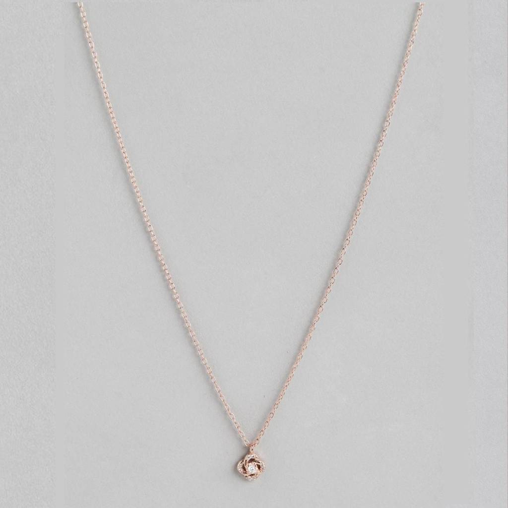 Radiance Rose Gold-Plated Cubic Zirconia Sterling Silver Necklace Chain : NL-30234-RG