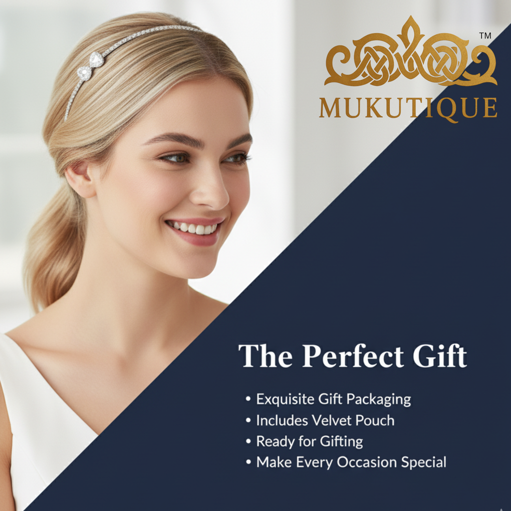 Bridal Teardrop Crystal Headband For Women Silver Rhinestone Wedding Tiara Hair Band Elegant Party Wear Designe : M4SK-T-WHITE