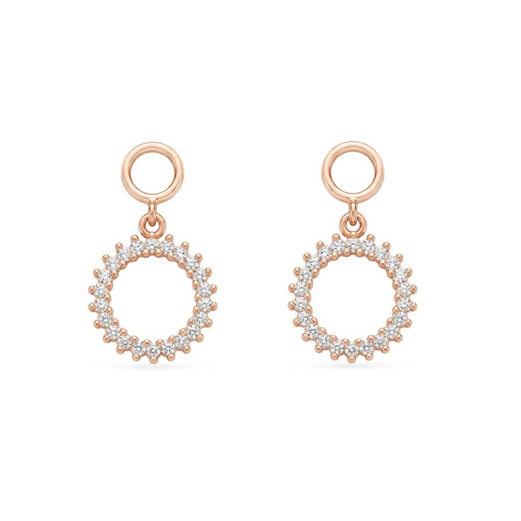 Halo Circle Rose Gold Plated 925 Sterling Silver Drop Earrings : EAR-21055-RG