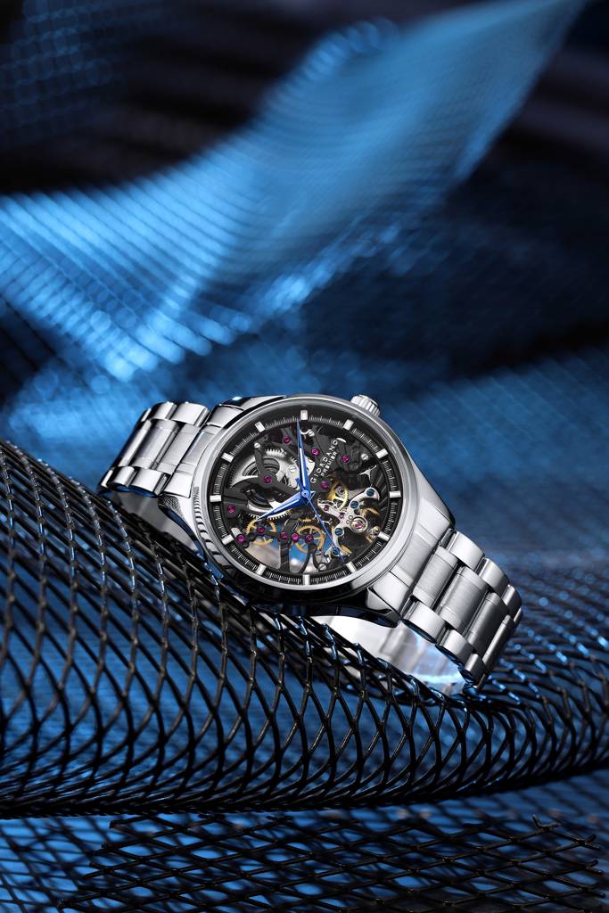 Premier Fortezza Collection Automatic Watch For Men With Skeleton Round Dial, Luminous Hands And Markers, Stainl : GZ-50225-22