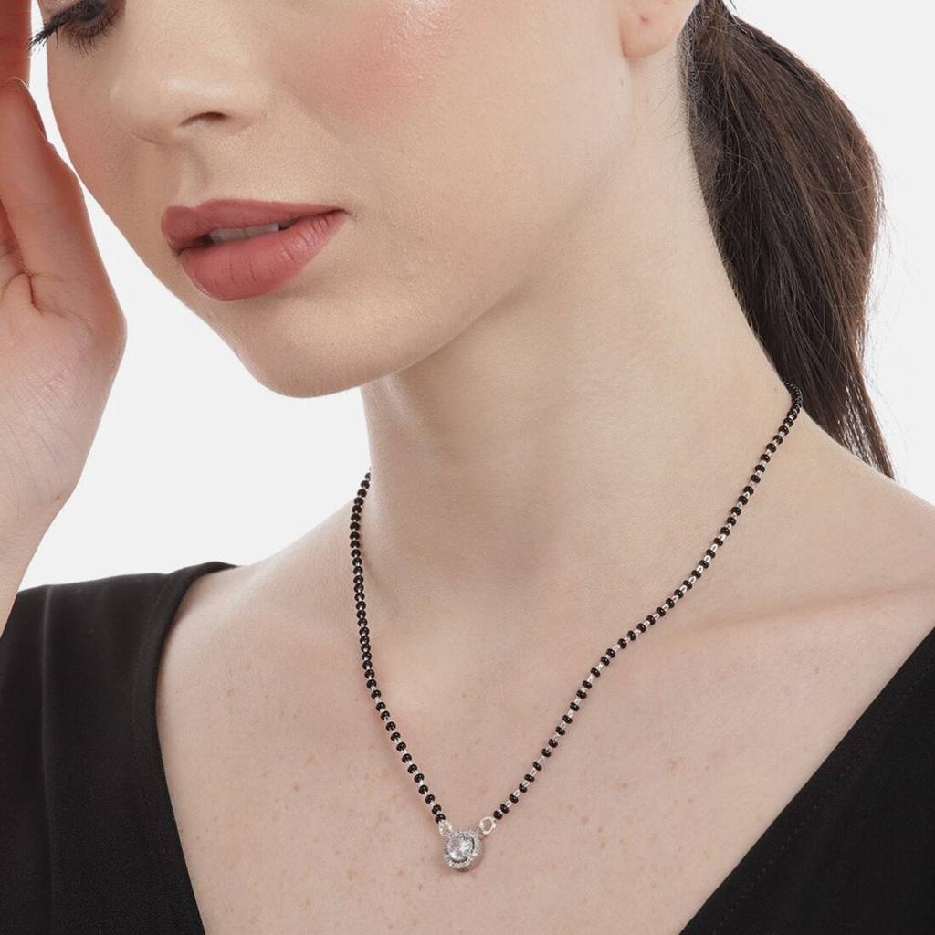 Radiant Union 925 Sterling Silver Rhodium-Plated Mangalsutra : MGS-10051-C-R