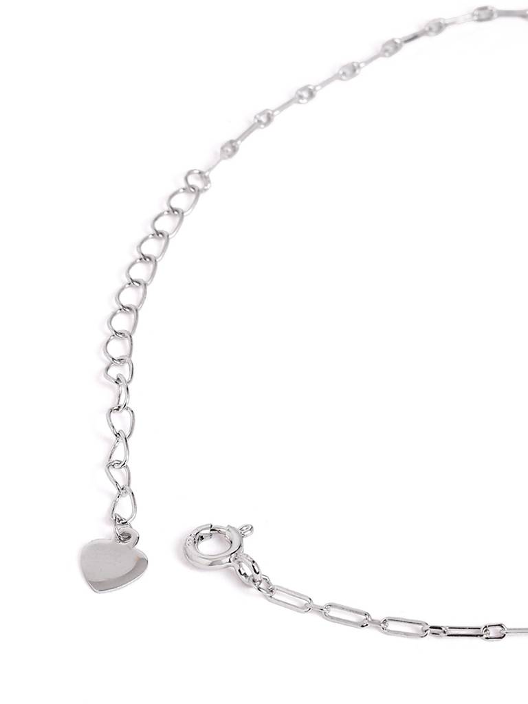 Silver Floral Charms Adjustable Anklet : WAN00032