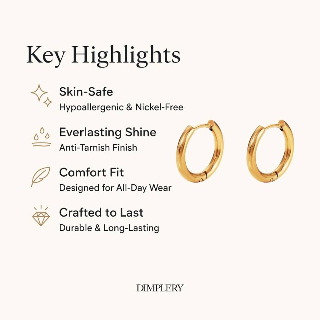 Gold Plated Daily Wear Petite Hoop Earring - 10Mm : DIMPE003