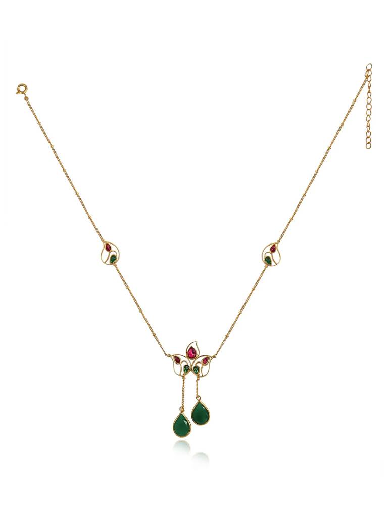 Silver 92.5 Aam Ras Pink & Green Necklace : U080SG0011N0413