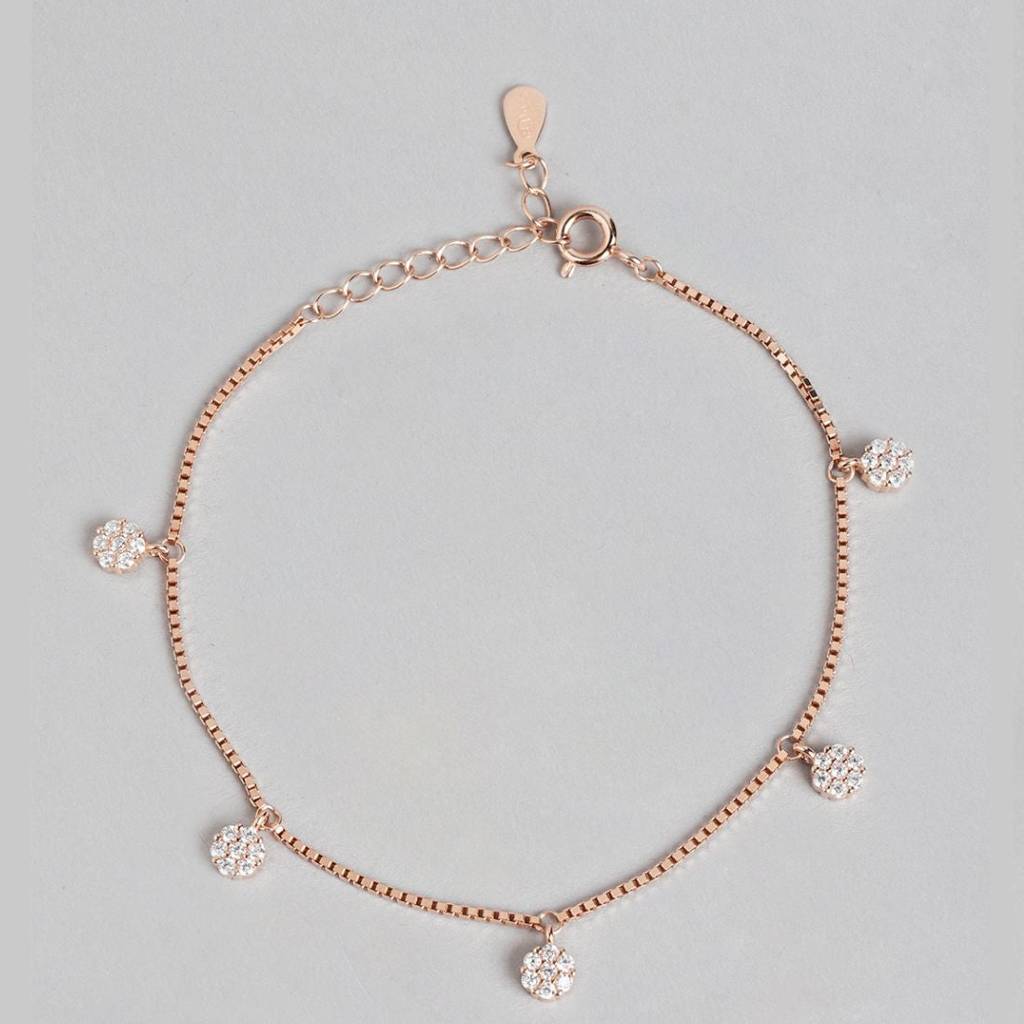 Radiant Rose 925 Sterling Silver Rose Gold-Plated Bracelet With Cubic Zirconia : BR-80242-RG