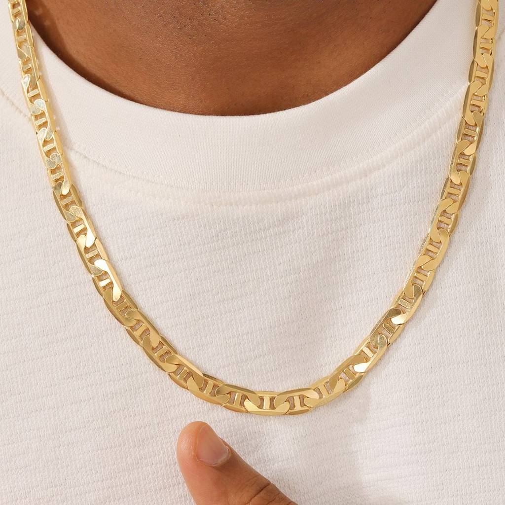 Refined 925 Sterling Silver Men'S Linked Gold Plated Chain : CH-10065-G-20-INCH