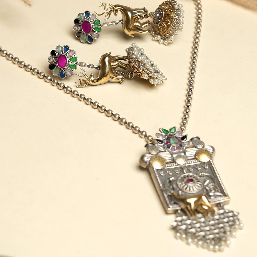 Silver Polish Fusion Pendant Set : CAO0247RNG
