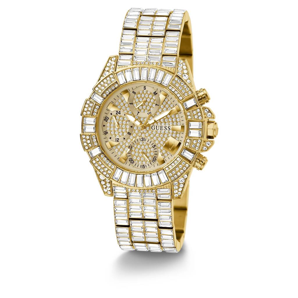 Guess Round 39Mm Champagne Dial Analog Women Watch - Gw0812L2 : GW0812L2