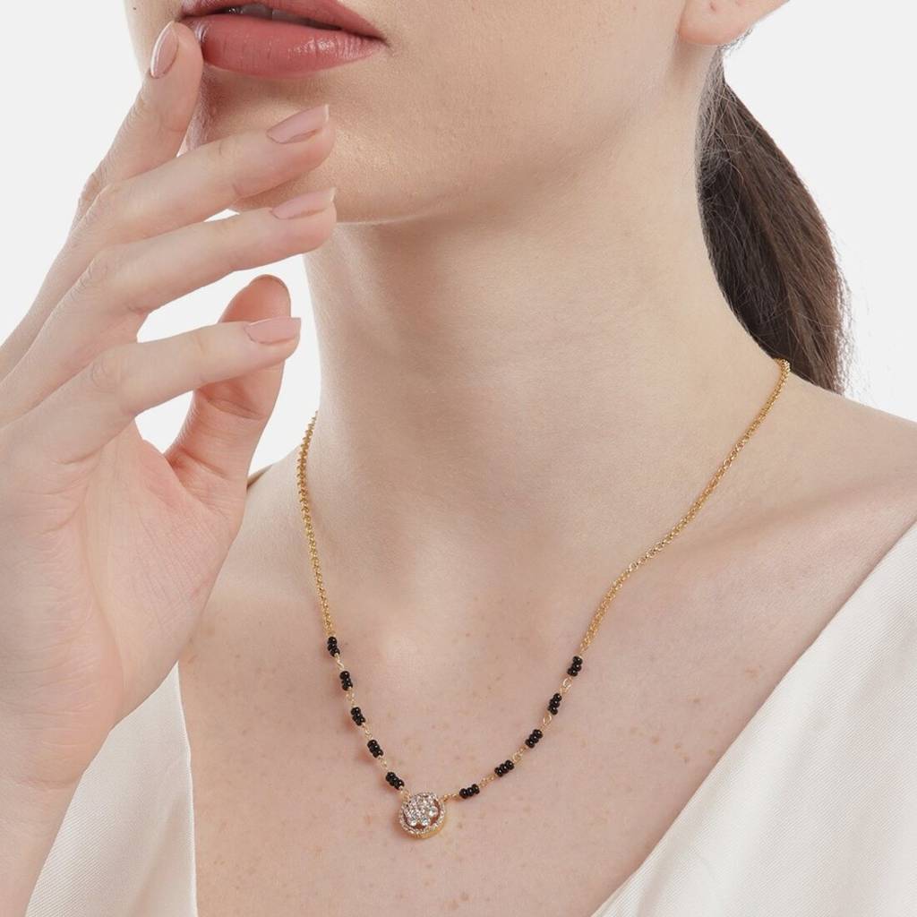 Golden Radiance 925 Sterling Silver Gold-Plated Mangalsutra : MGS-10050-C-G