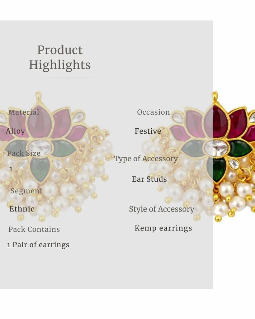 Padma Royale Kundan Pearl Stud Earrings : sm15