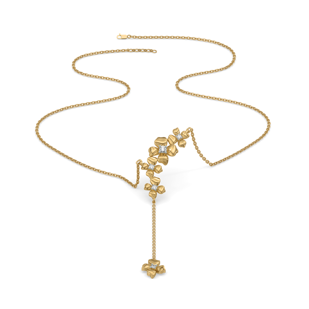 Petal Play - Lab Diamond Lariat Necklace : LLNK0101