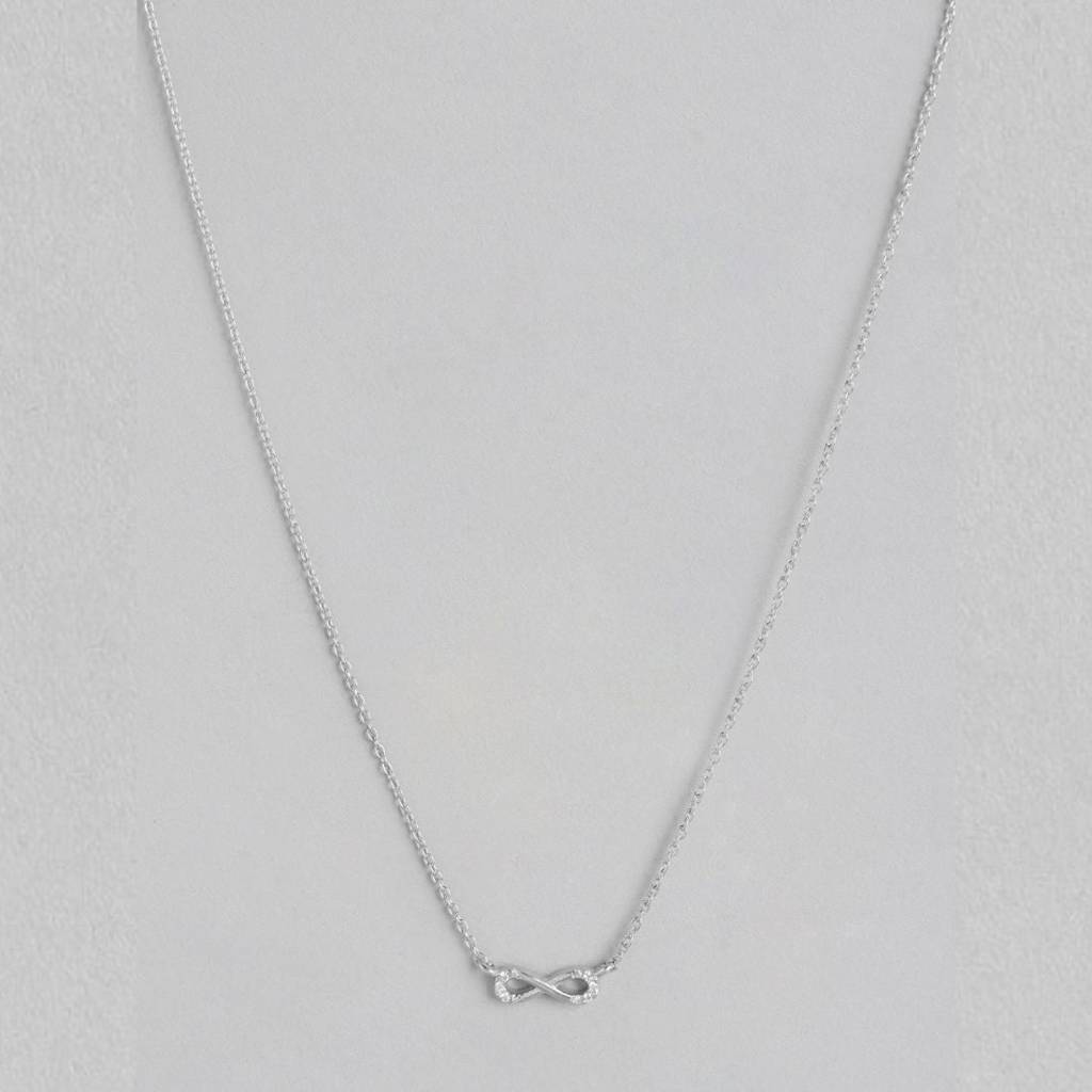 Eternal Radiance Rhodium-Plated Cz 925 Sterling Silver Infinity Necklace : NL-30184-R