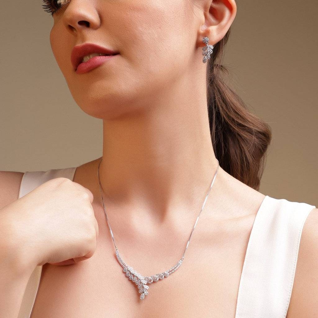 Leaf-Droplet 925 Silver Jewellery Set : JS-70041