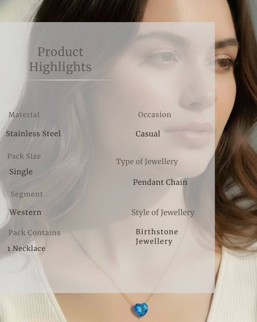 Birthstone Heart Necklace For Women | Premium Zircon Pendant Necklace : CJLX225410112LO