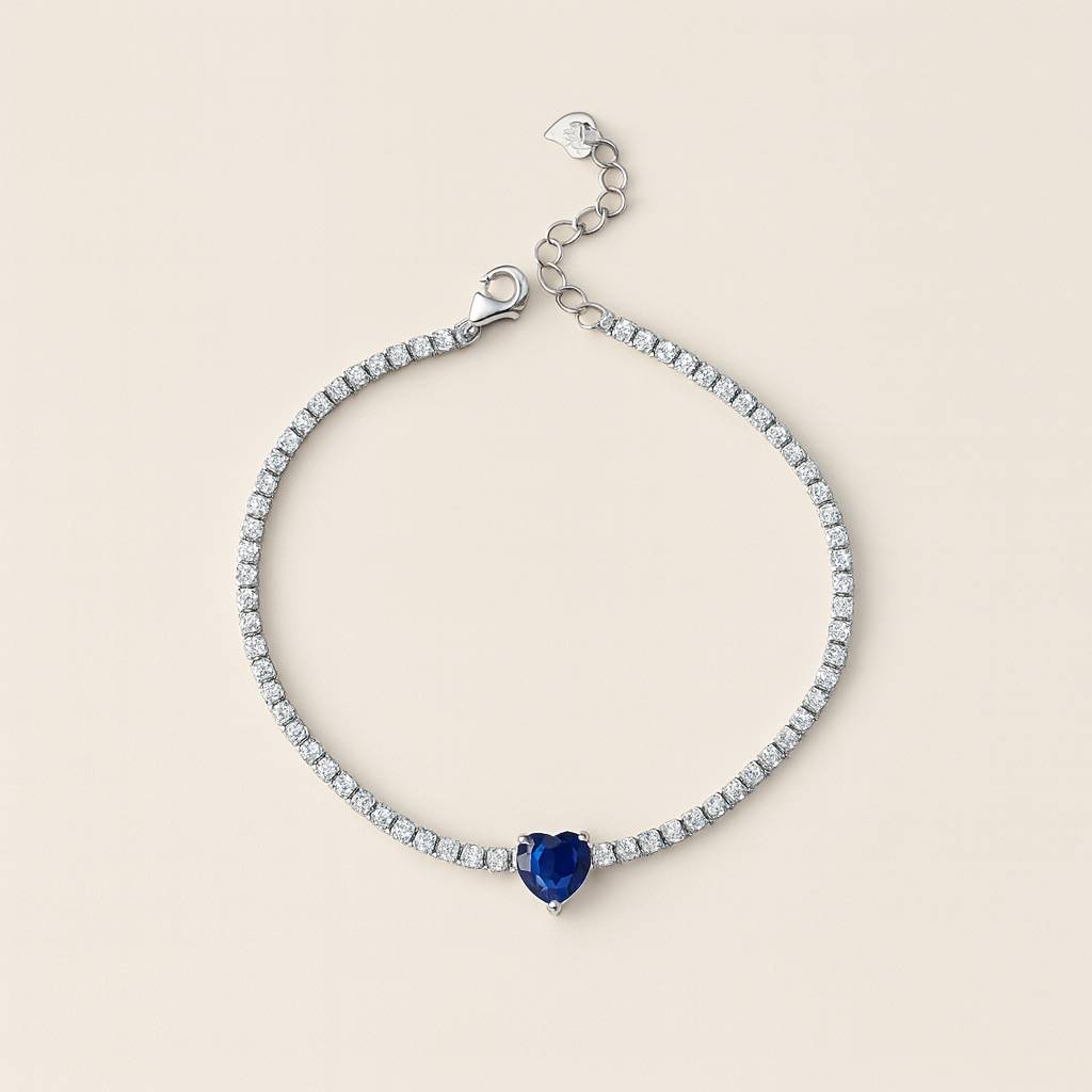 Blue Heart Diamond Tennis Bracelet : BLUEHEARTDIAMONDTENNISBRACELET