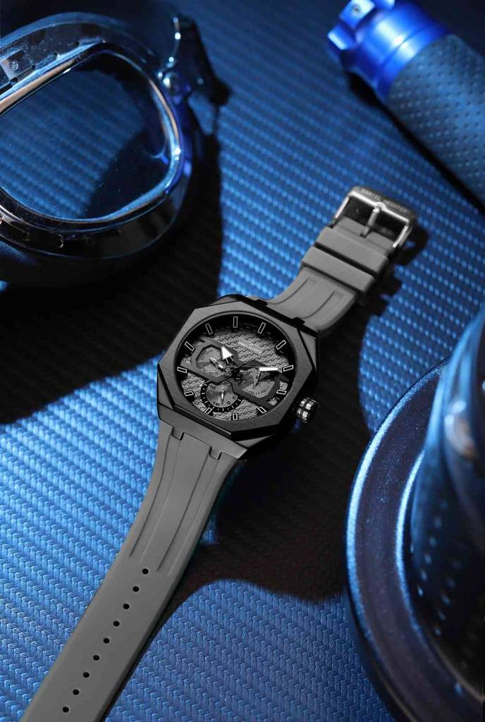 Daniel Hechter Paris Kleber Collection Sporty Multifunction Watch For Men With Checkered Geometric Dial, Day & Da : DHM1023-01