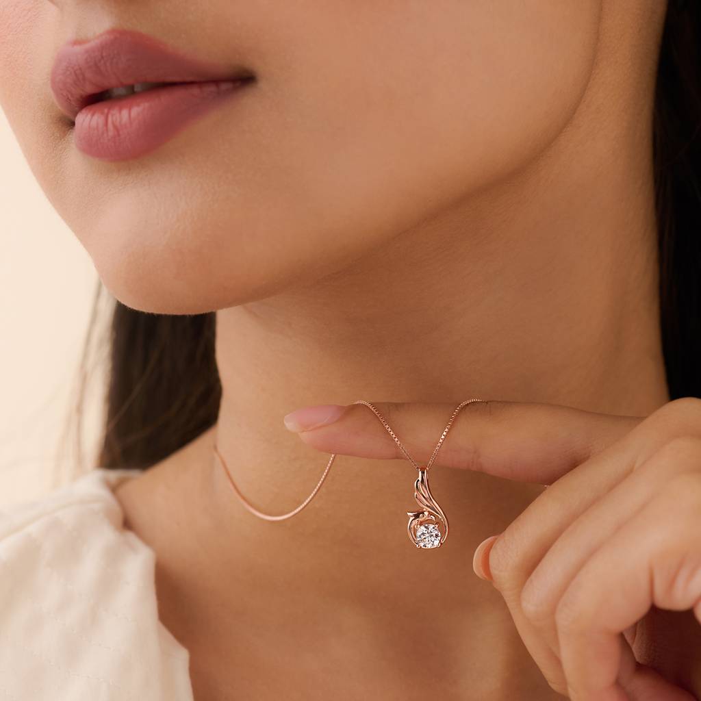 Wings Of The Peacock Rose Gold Plated Necklace : PEN-30257-RG