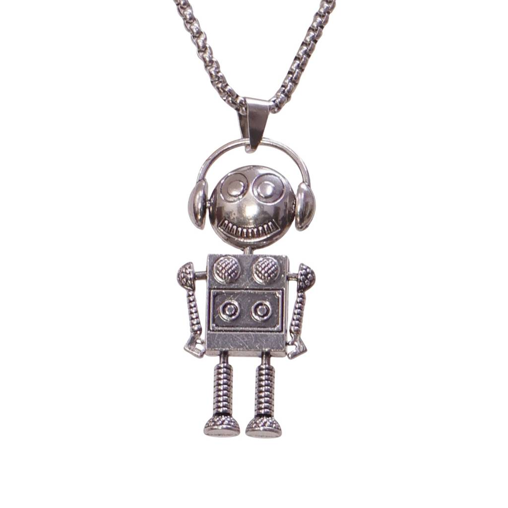 Stylish Robot Pendant Necklace For Men | Stainless Steel Silver Chain | Trendy Fashion Jewelry For Boys & Men | Perf : LJGN001