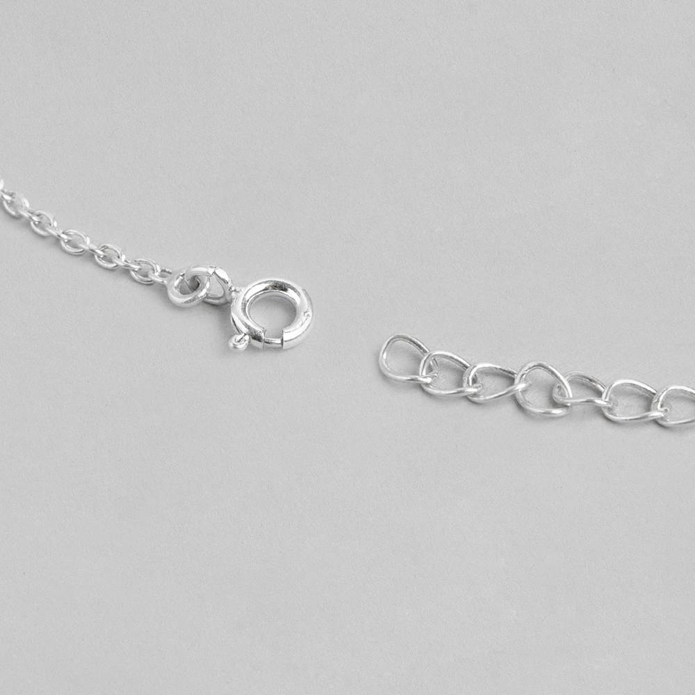 Silver 92.5 Minimal Zircon Studded Pendant And Chain : Silver 92.5 Minimal Zircon Studded Pendant And Chain : Silver 92.