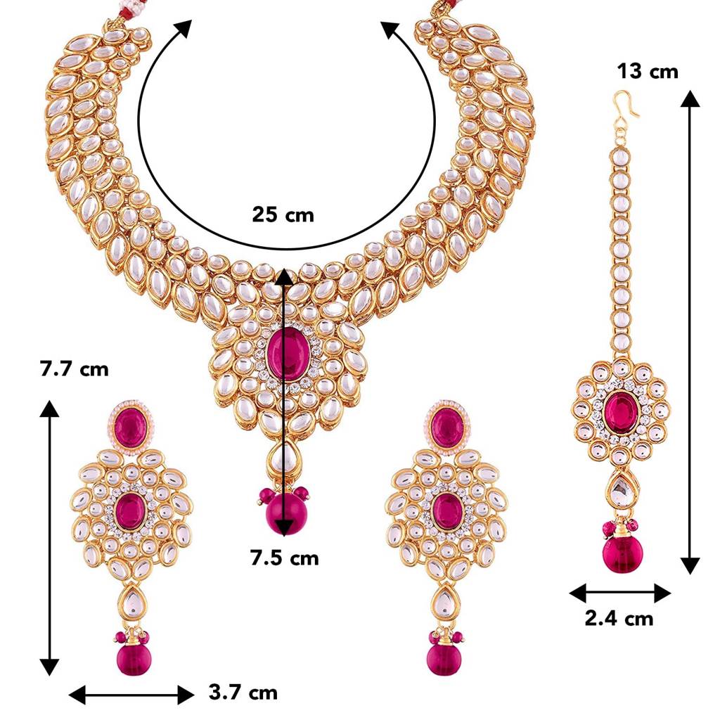 Peora Indian Traditional Gold Plated Kundan Blue Jewellery Set With Earrings Maang Tikka For Women Girls : PF37NIJ319RP