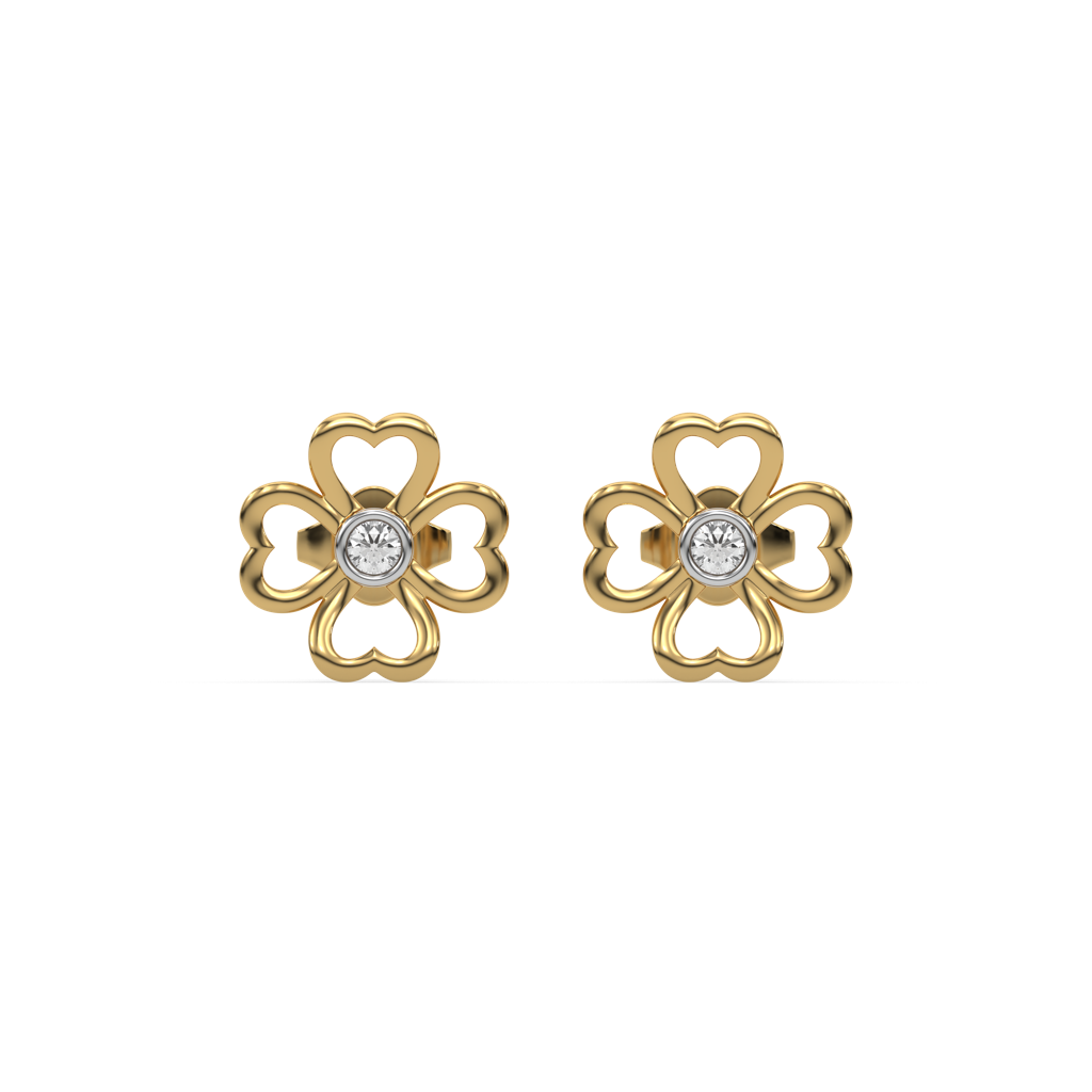 Clover Bezel - Lab Diamond Stud Earrings : LLER0142