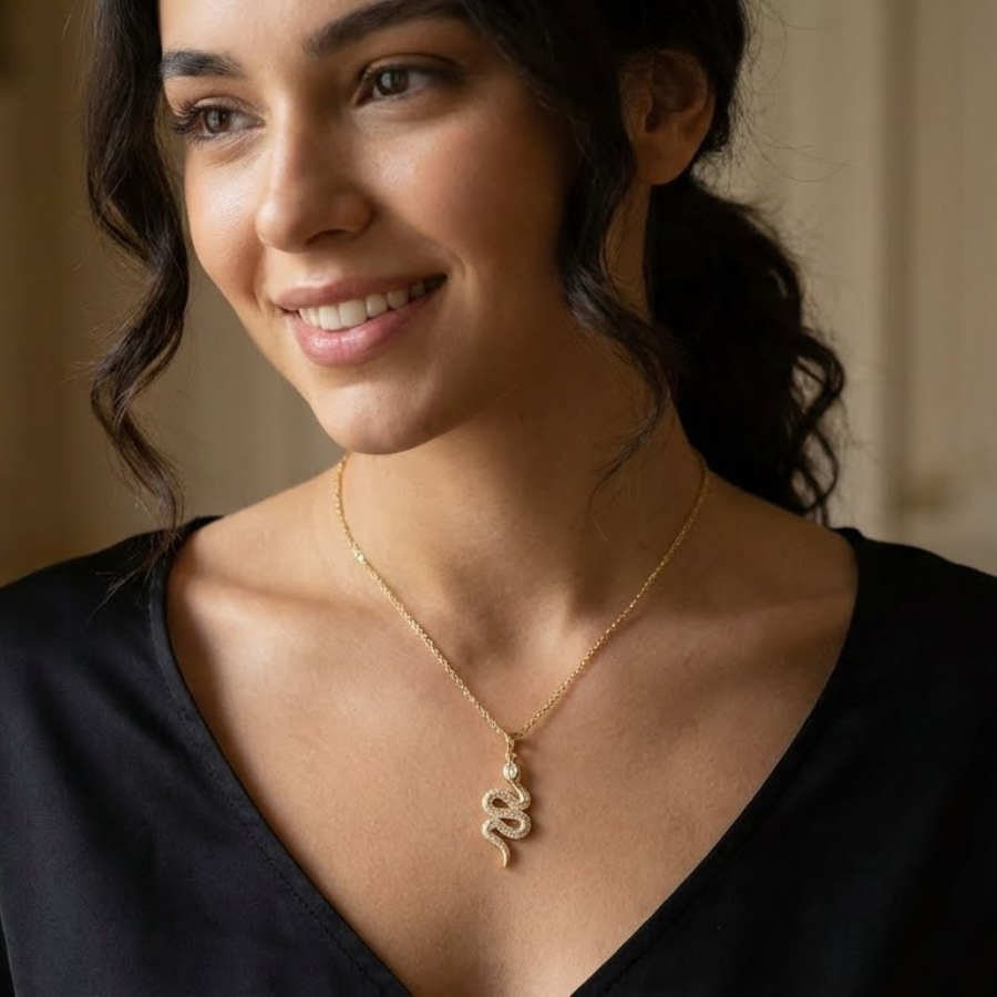 Single Snake Necklace For Women | Minimal Bar Style Pendant Jewellery : 1101178590