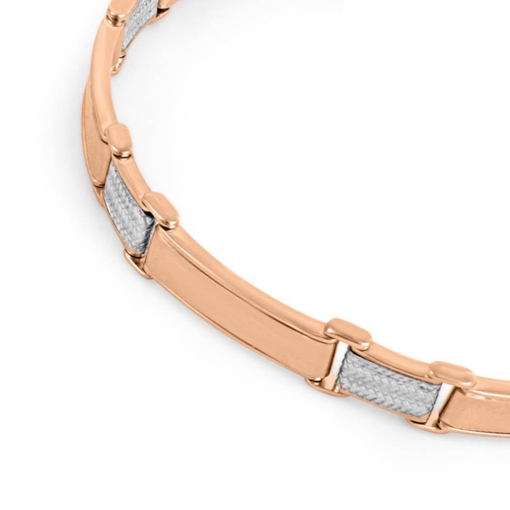 Classic Rhodium & Rose Gold Plated 925 Sterling Silver Men'S Bracelet : M-BR-80453-85-RRG