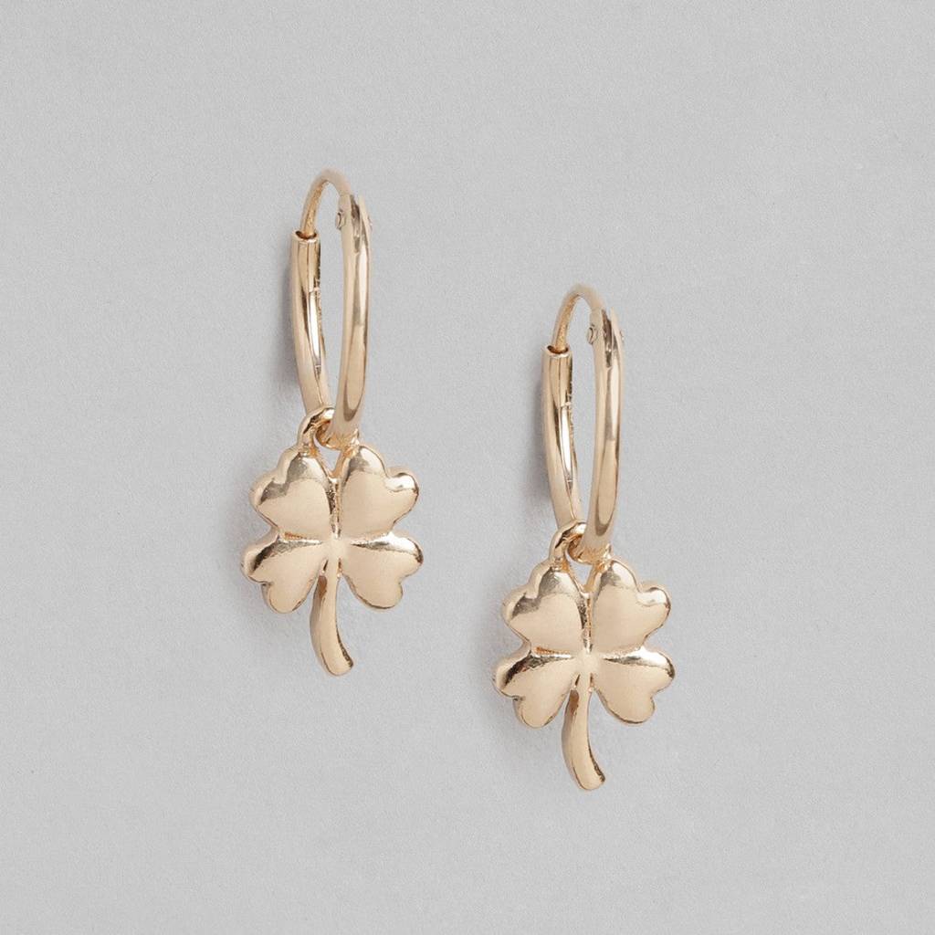 Cutest Quadrifoliate Leaf Rose Gold Plated Earring : EAR-20260