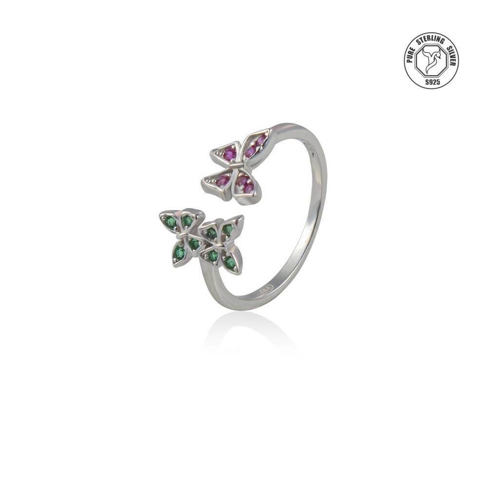 Floral Fantasy Twin Bloom Silver Toe Ring : TRTOBJX0021