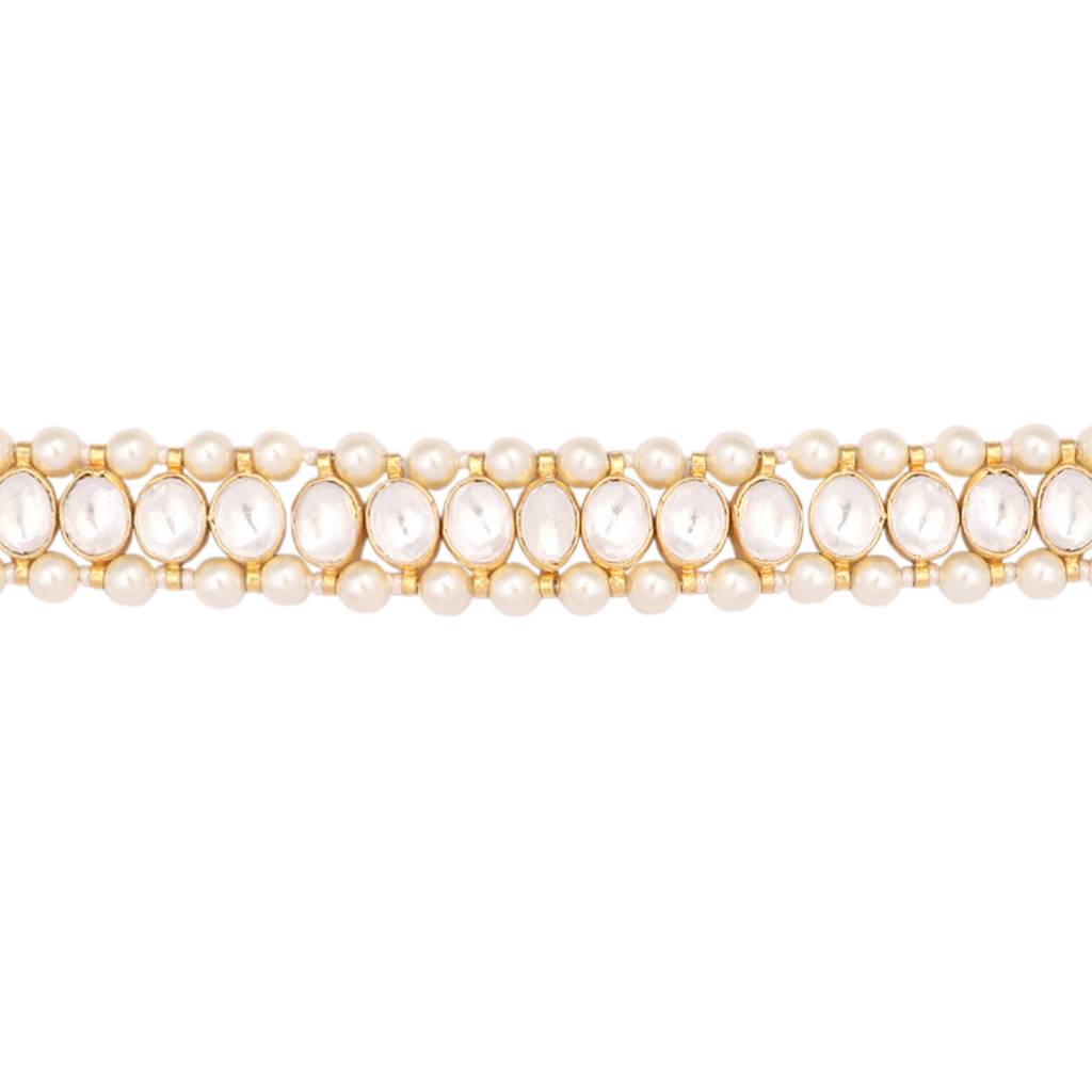 22K Gold Plated Kundan Refined Sleek Matha Patti : YI24A0472N