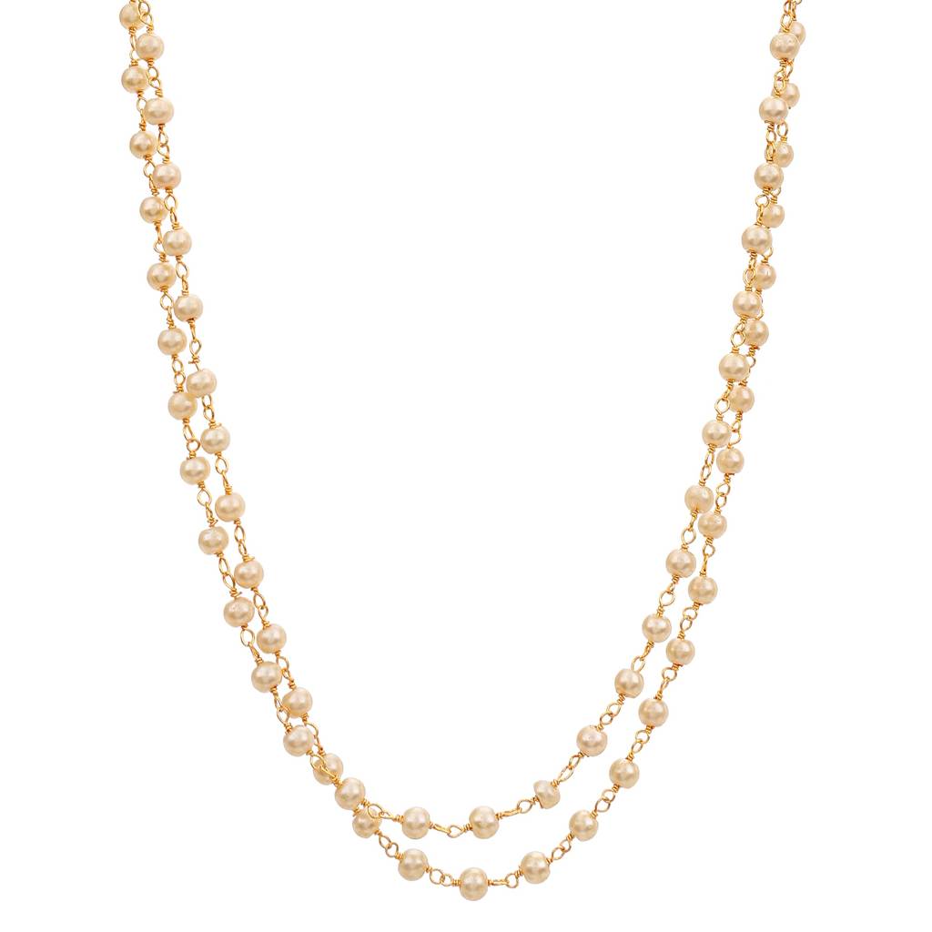 22Kt Gold-Plated 2 String Pearl Chain : PE07027
