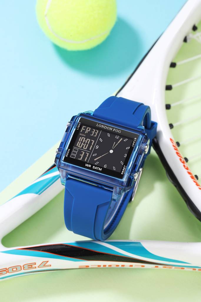 Analog-Digital Quartz Watch For Men With Square Dial, Day-Date Display, Silicone Strap And Water Resistance : LFM10015-05