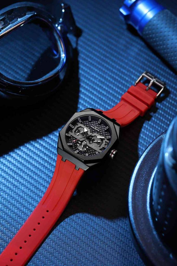 Daniel Hechter Paris Kleber Collection Sporty Multifunction Watch For Men With Checkered Geometric Dial, Day & Da : DHM1023-03