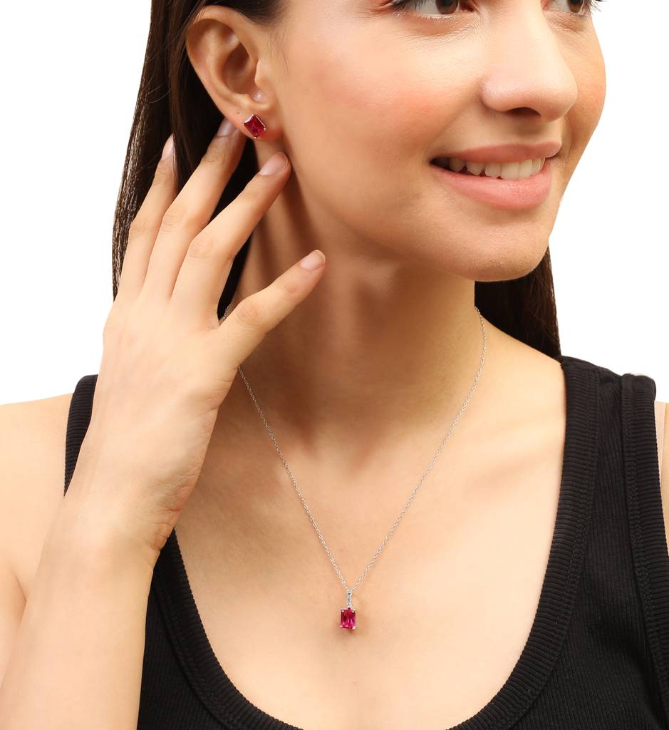 Iski Uski 925 Sterling Silver Alicia Ruby Pendant Set
