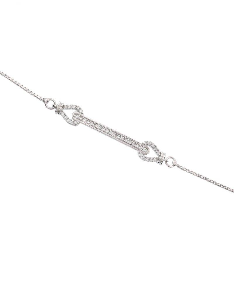 Dual Arrow Adjustable Sterling Silver Cz Bracelet : BR-20015-R