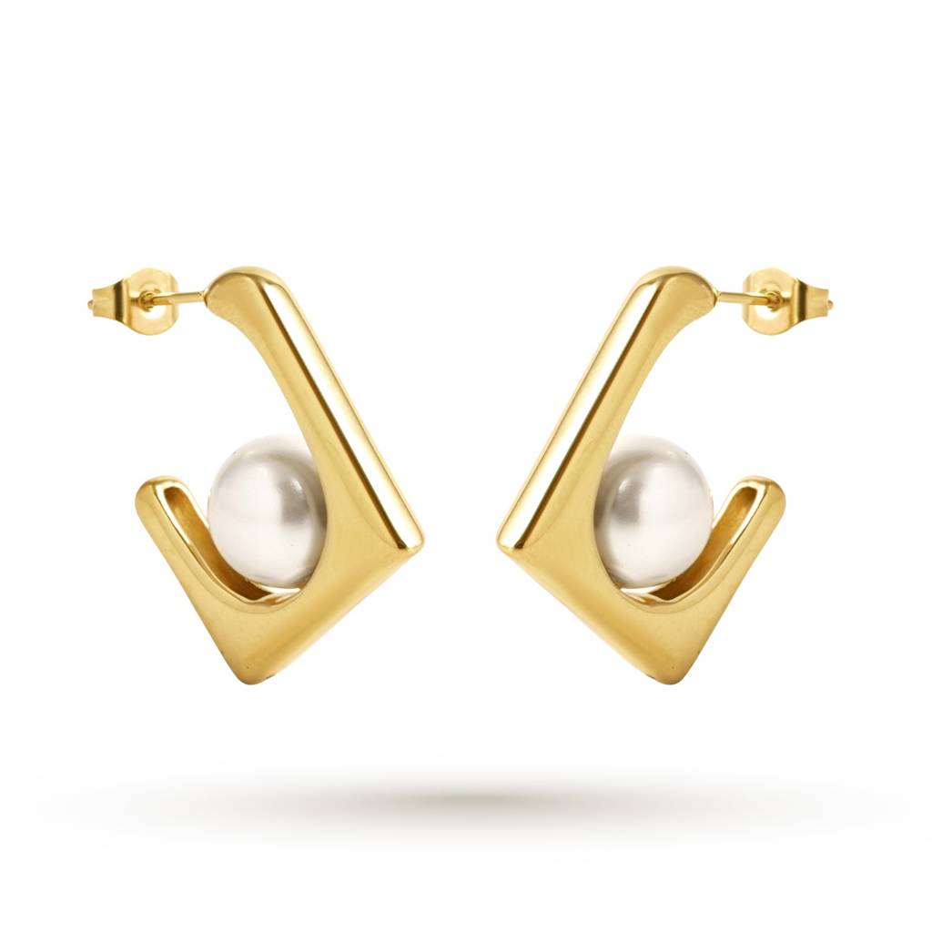Palmonas Square Pearl Frame Stud Earring For Women - Waterproof & Anti-Tarnish : ER0453