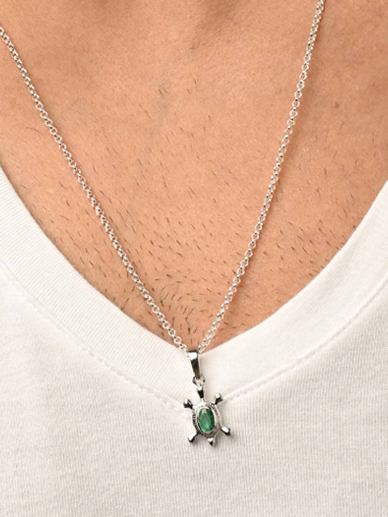 925 Silver Platinum Plated Swiss Zircon Good Luck Tortoise Turtle Men Pendant Without Chain Gift For Men & B : CSMNP15_NOCHAIN