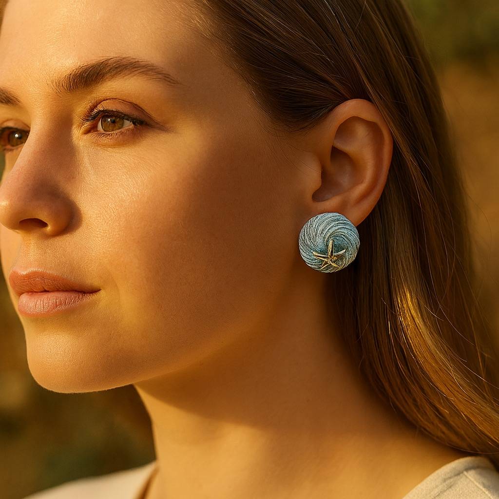 Starfish Silver Swirl Earrings : AN-LJ-SI-0024-DE