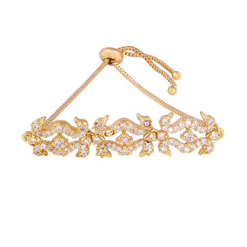 Glam Cz Peacock Bracelet Adjustable Bracelet | Festive & Party Wear : AD-175-IGWEBR