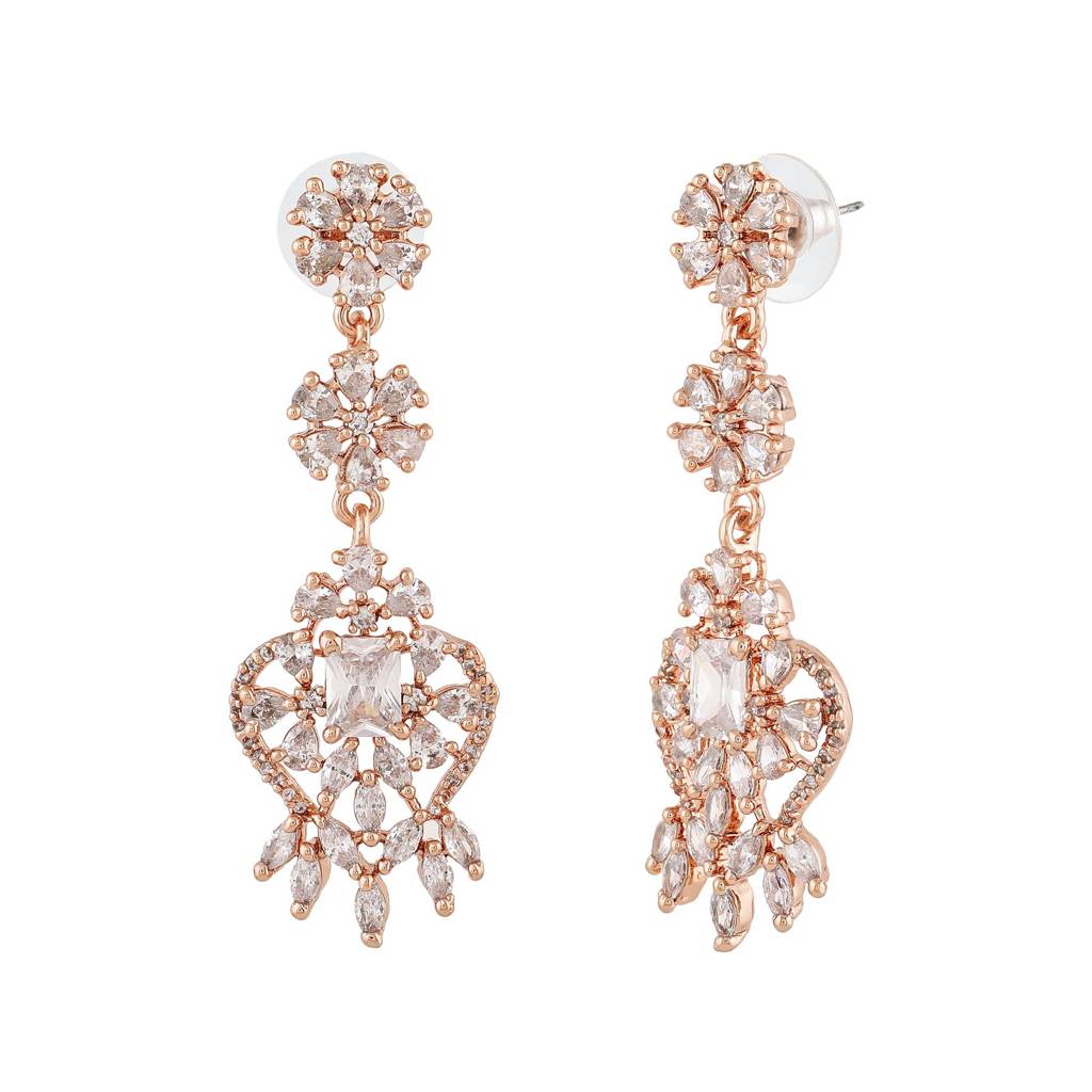 Estele Rose Gold Plated Cz Ravishing Drop Earrings For Women