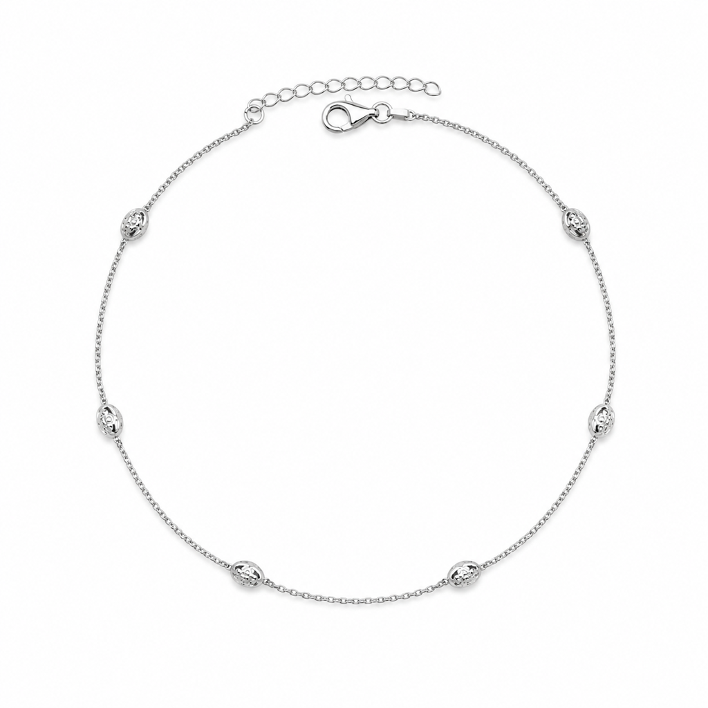 Silver Delicate Oval Anklet : AN03700
