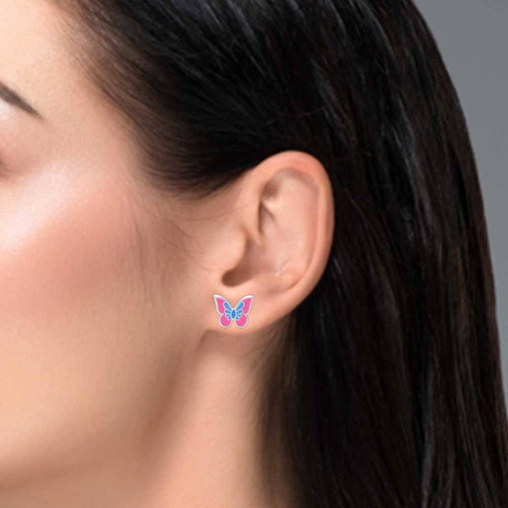 925 Sterling Silver Tiny Butterfly Stud Earrings | Fine Silver Jewelry : TWP1139