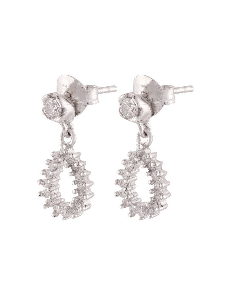 Sterling Silver Teardrop Crystal Earrings : ER-40021-R