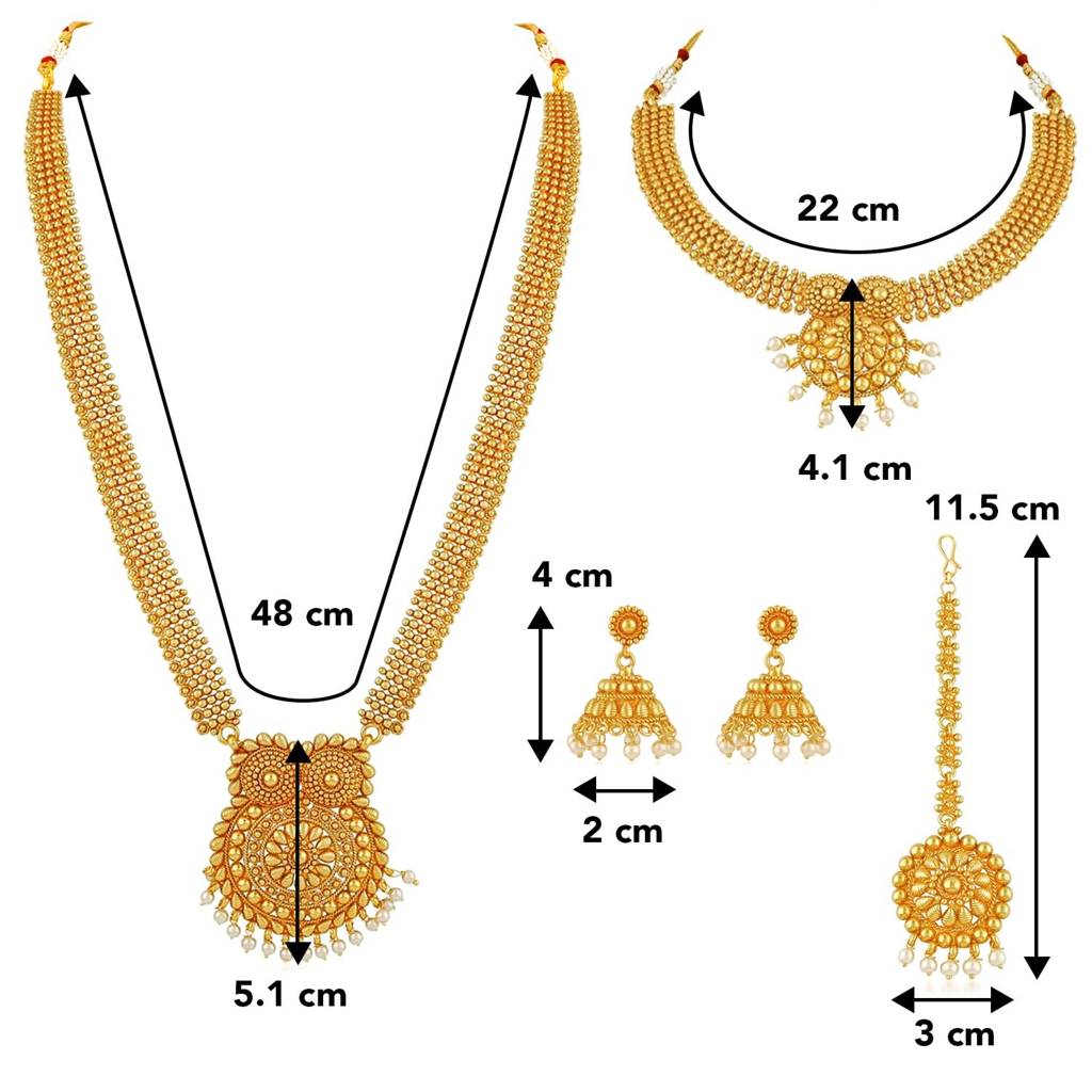 Peora Golden Indian Traditional Gold Plated Wedding Bridal Dulhan Jewellery Set Gift For Women Girls : PF04BR329
