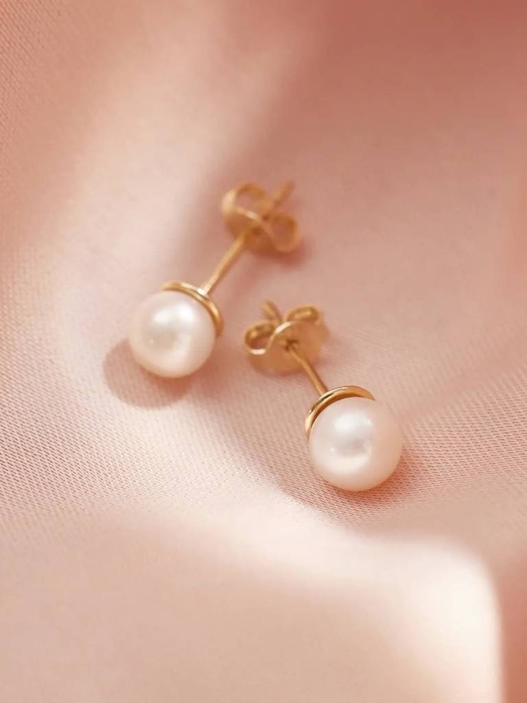 18K Gold Pearl Stud Earrings – 5Mm Everyday Minimal Luxe : S925E764SPS