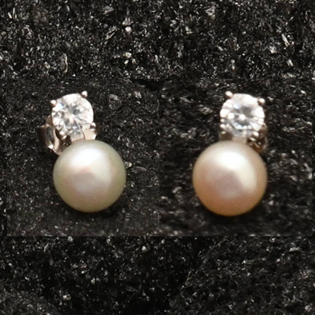 925 Pure Silver Pearl Zircon Studded Chain Pendant Set-Cps1029 : CPS1029