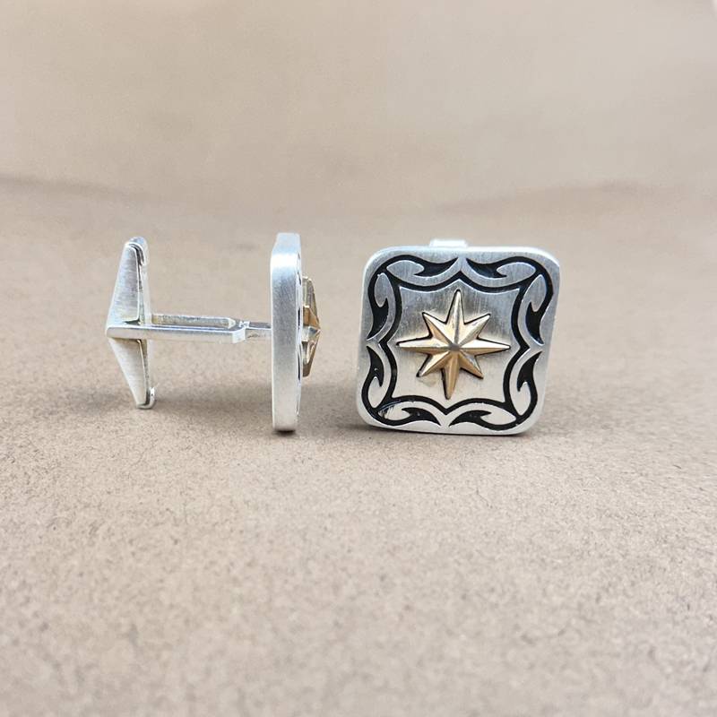 925 Pure Silver Men'S Square Carved Cufflinks | Silver Cuff Link : CUF1002